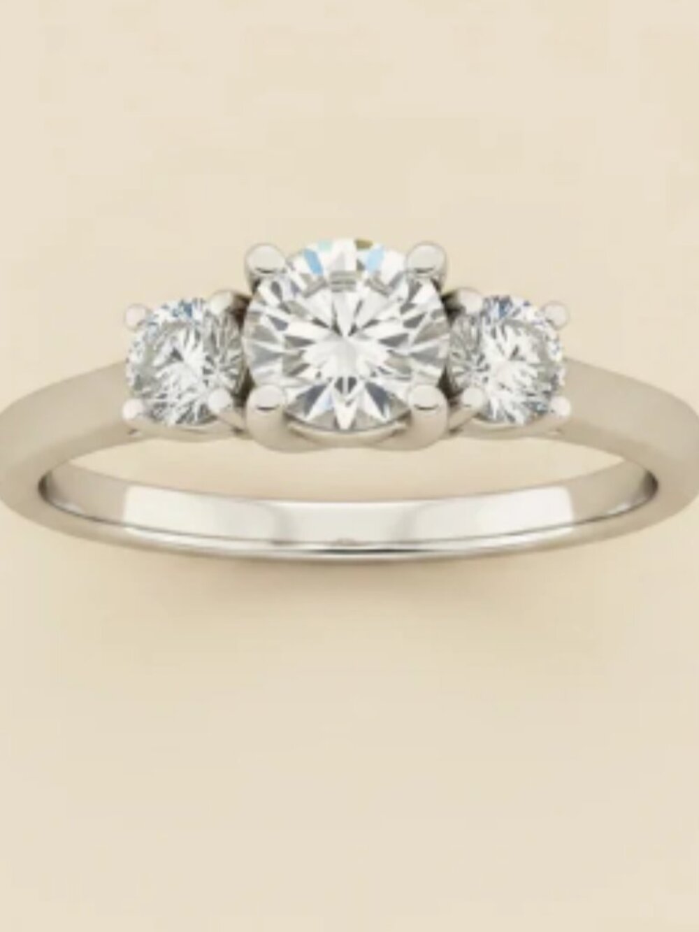 14K White Gold Lucida Style 3 Stone Diamond Bridal White Gold Engagement Ring